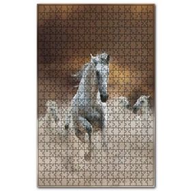 Cakapuzzle Kum İçinde Koşan Beyaz Atlar Görseli Ahşap 1000 Parça Puzzle
