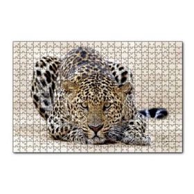 Cakapuzzle Kumların Üzerinde Pusudaki Leopar 120 Parça Ahşap Puzzle