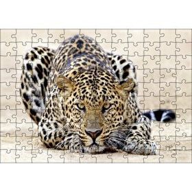 Cakapuzzle Kumların Üzerinde Pusudaki Leopar 120 Parça Ahşap Puzzle