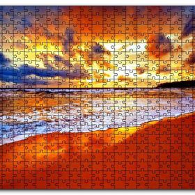 Cakapuzzle Kumsal Bulutlar ve Kızıl Günbatımı Mdf 120 Parça Puzzle
