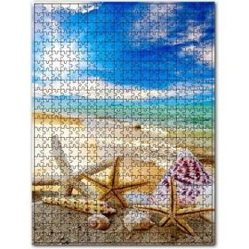 Cakapuzzle Kumsalda Denizyıldızı ve Deniz Kabukları Ahşap 1000 Parça Puzzle