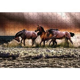 Cakapuzzle Kumsaldaki Atlar 120 Parça Ahşap Puzzle