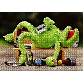 Cakapuzzle Kurbağa Kermit Bankta Sızmış 120 Parça Ahşap Puzzle