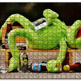 Cakapuzzle Kurbağa Kermit Bankta Sızmış Mdf 1000 Parça Puzzle