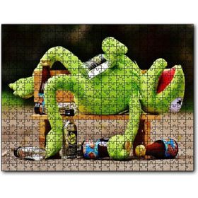 Cakapuzzle Kurbağa Kermit Bankta Sızmış Mdf 1000 Parça Puzzle
