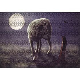 Cakapuzzle Kurt Kadın Gecede Dolun Ay 120 Parça Ahşap Puzzle
