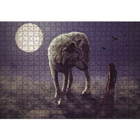 Cakapuzzle Kurt Kadın Gecede Dolun Ay Ahşap 500 Parça Puzzle