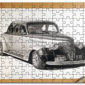 Cakapuzzle Kuru Boyayla Antika Araç Çizimi Mdf 1000 Parça Puzzle