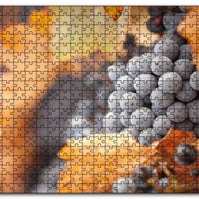 Cakapuzzle Kuru Yapraklar ve Kara Üzümler Mdf 1000 Parça Puzzle