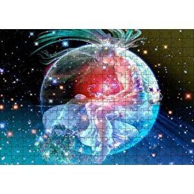 Cakapuzzle Kuşağında Oturan Kız ve Yıldızlar 120 Parça Ahşap Puzzle