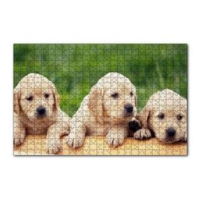 Cakapuzzle Kütüğün Üzerinde Üç Sevimli Labrador 120 Parça Ahşap Puzzle