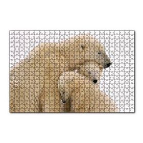 Cakapuzzle Kutup Ayısı ve Sevimli Yavruları Kar Arkaplan 120 Parça Ahşap Puzzle