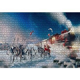 Cakapuzzle Kutup Ekspresi Geyikler ve Noel Baba Mdf 1000 Parça Puzzle