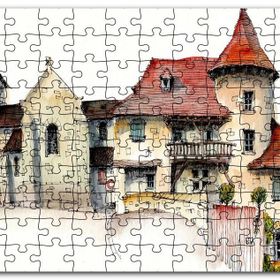 Cakapuzzle Kyurmont Kilisesi Karikatürize Çizim Mdf 120 Parça Puzzle