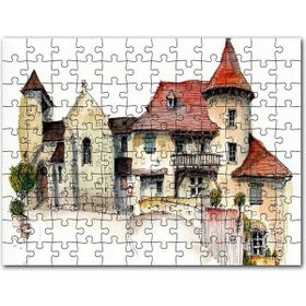 Cakapuzzle Kyurmont Kilisesi Karikatürize Çizim Mdf 120 Parça Puzzle