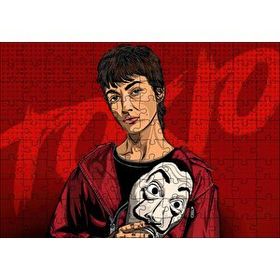 Cakapuzzle La Casa De Papel Tokyo ve Maskesi Çizim Portre 120 Parça Ahşap Puzzle