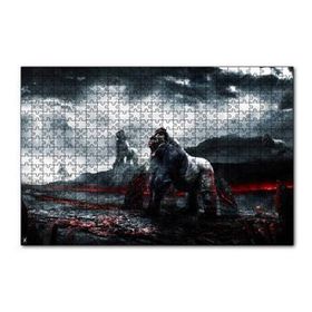 Cakapuzzle Lavlar ve Goril Savaşçılar İllüstrasyon 120 Parça Ahşap Puzzle