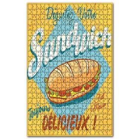 Cakapuzzle Lezzetli Sandviç Satma Afişi Görseli Ahşap 1000 Parça Puzzle