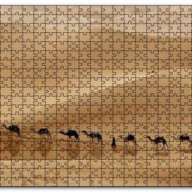 Cakapuzzle Libya Çölünde Deve Kervanı Mdf 500 Parça Puzzle