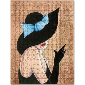 Cakapuzzle London Zeminde Mavi Fiyonklu Şapkalı Kadın Mdf 1000 Parça Puzzle