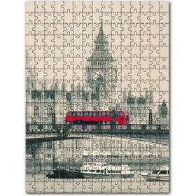 Cakapuzzle Londra Big Ben Köprü ve Kırmızı Otobüs 1000 Parça Puzzle