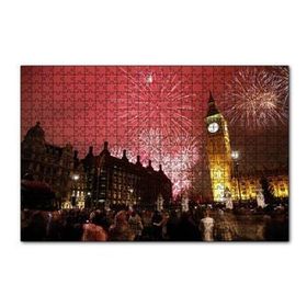Cakapuzzle Londra Big Ben Yılbaşı Havai Fişekler 120 Parça Ahşap Puzzle
