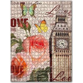 Cakapuzzle Londra Saat Kulesi Gül Kelebek Görsel 120 Parça Puzzle
