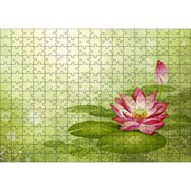 Cakapuzzle Lotus Çiçeği Ve Yeşil Zemin 120 Parça Ahşap Puzzle