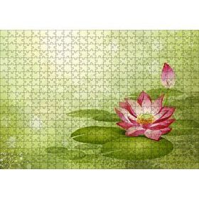 Cakapuzzle Lotus Çiçeği ve Yeşil Zemin 500 Parça Puzzle