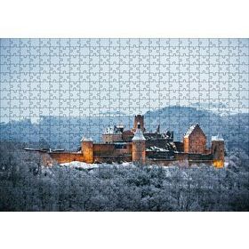 Cakapuzzle Lüksemburg Bourscheid Kalesi ve Karlı Tepeler 120 Parça Ahşap Puzzle