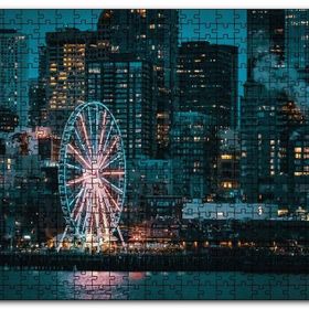 Cakapuzzle Lunapark ve Gökdelenler Mdf 1000 Parça Puzzle