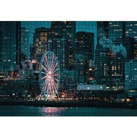 Cakapuzzle Lunapark ve Gökdelenler Mdf 1000 Parça Puzzle