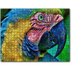 Cakapuzzle Macaw Papağanı Rengarenk Başı Yakın Plan Mdf 500 Parça Puzzle