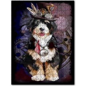 Cakapuzzle Madalyonlu Şapkalı Gözlüklü Sevimli Köpek Mdf 1000 Parça Puzzle