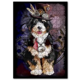 Cakapuzzle Madalyonlu Şapkalı Gözlüklü Sevimli Köpek Mdf 120 Parça Puzzle