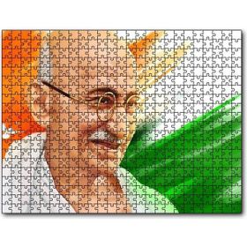 Cakapuzzle Mahatma Gandhi Turuncu Buyaz Yeşil Fon Mdf 120 Parça Puzzle