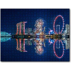 Cakapuzzle Malezya Singapur Gökdelenler ve Gece Yansımaları Mdf 500 Parça Puzzle