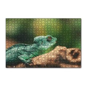 Cakapuzzle Mango Kökü Üzerindeki Yeşil Kertenkele 120 Parça Ahşap Puzzle