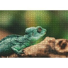 Cakapuzzle Mango Kökü Üzerindeki Yeşil Kertenkele 120 Parça Ahşap Puzzle