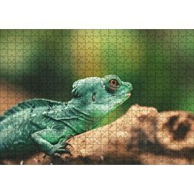 Cakapuzzle Mango Kökü Üzerindeki Yeşil Kertenkele 120 Parça Ahşap Puzzle