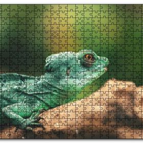 Cakapuzzle Mango Kökü Üzerindeki Yeşil Kertenkele Mdf 120 Parça Puzzle