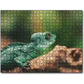 Cakapuzzle Mango Kökü Üzerindeki Yeşil Kertenkele Mdf 120 Parça Puzzle