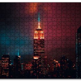 Cakapuzzle Manhattan Empire State Binası Gece Görünüş Mdf 500 Parça Puzzle