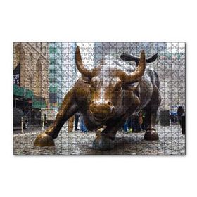 Cakapuzzle Manhattan Wall Street Önü Boğa Heykeli 120 Parça Ahşap Puzzle