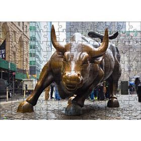Cakapuzzle Manhattan Wall Street Önü Boğa Heykeli 120 Parça Ahşap Puzzle