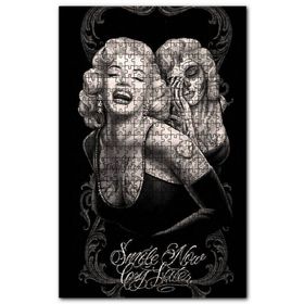 Cakapuzzle Manriy Monroe İçindeki Mutsuz Maske Görseli Ahşap 500 Parça Puzzle