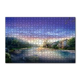 Cakapuzzle Manzara Resmi Nehir Ev Orman 120 Parça Ahşap Puzzle