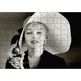 Cakapuzzle Marilyn Monroe Güllü Beyaz Şapkası Gülümsemesi 120 Parça Ahşap Puzzle