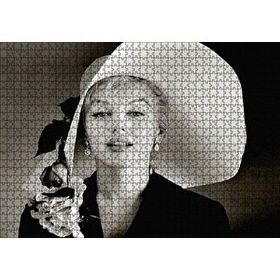 Cakapuzzle Marilyn Monroe Güllü Beyaz Şapkası Gülümsemesi Mdf 1000 Parça Puzzle