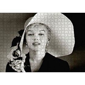 Cakapuzzle Marilyn Monroe Güllü Beyaz Şapkası Gülümsemesi Mdf 500 Parça Puzzle